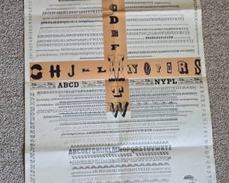 Vintage New York Public Library OldFashioned Type Specimens Broadside Poster