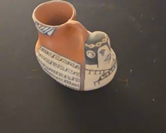Peruvian Folk Art Anthropomorphic Stirrup Vessel