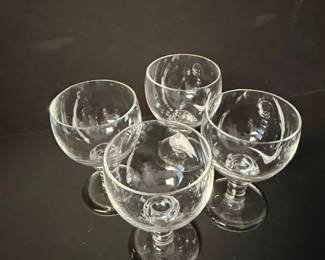 Vintage Bohemia Crystal Claudia Pattern Champagne Coupes, Set of