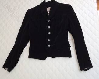 Vintage Black Velvet Blazer with Ornate SilverTone Buttons White House Black Market