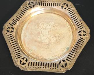 Vintage SilverPlated Hexagonal Pierced Tray