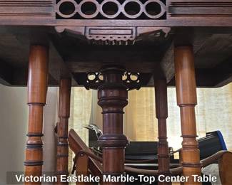 Victorian Eastlake MarbleTop Center Table sixth image