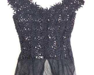 Maison Cyfer Vintage Black Lace Sleeveless Top