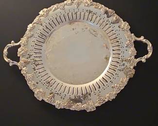 Vintage Arris Processed SilverPlated Serving Tray with Grape Motif