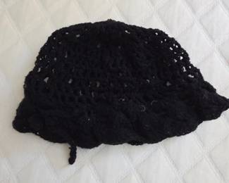 Handmade Black Crochet Bucket Hat with Detachable String