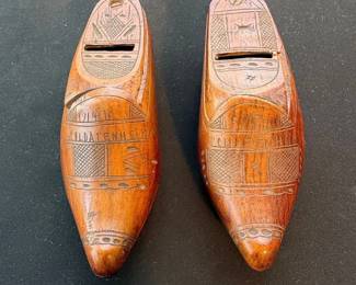 WWI Trench Art Soldatenheim Carved Wooden Clogs Sabots