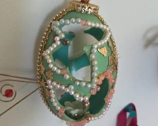 Vintage HandCrafted Embellished Egg Ornament
