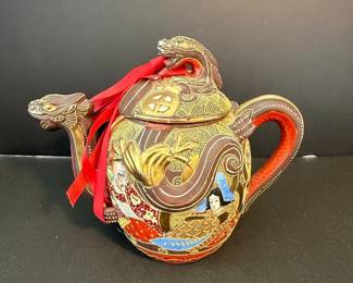 Vintage Japanese Moriage Dragonware Teapot with Immortals