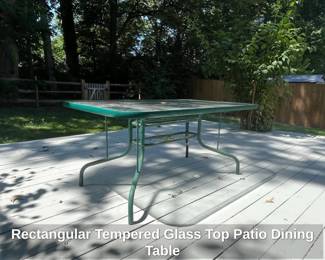 Rectangular Tempered Glass Top Patio Dining Table