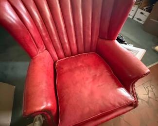 Red Leather Wingback Chair