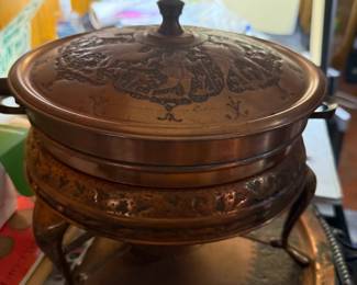 Engraved Copper Lidded Bowl