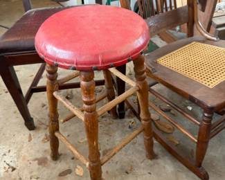 Red Vinyl Stool