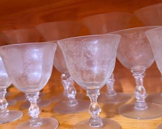 Etched Crystal Wine Glasses