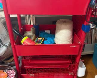 Red Rolling Craft Cart