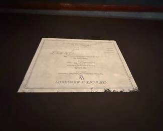 Certificate Of Authenticity