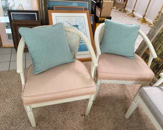 Pair vintage cane back chairs