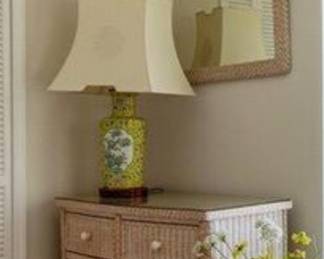 Vintage wicker dresser & mirror