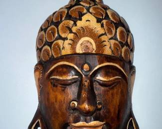 BBS538 - Handcarved Wooden Buddha Face