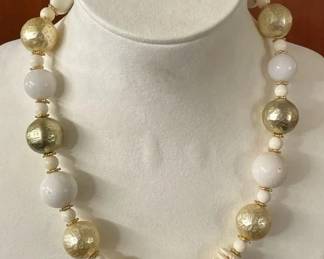 BBS012 - Myrna Lee Chang Gold/Creamy - Colored Beaded Necklace