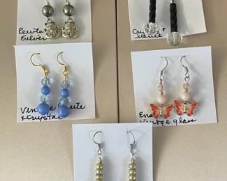 BBS065 - Myrna Lee Chang Lucky Neko, Butterflies & Other Assorted Vintage Earrings