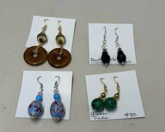 BBS127 - Myrna Lee Chang Jade, Crystal, & More Earring Set