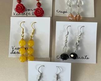 BBS095 - Myrna Lee Chang Red Rose & Other Assorted Vintage Earrings