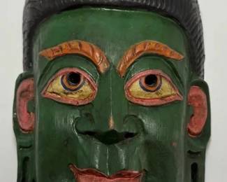 BBS537 - Green Handcarved Wood Mask