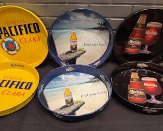 BBS515 Set of 6 Assorted Beer Serving Trays - Pacifico, Corona, Modelo