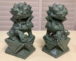 BBS508 Pair Of Chinese Carved Stone Foo Dogs