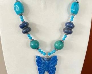 BBS008 - Myrna Lee Chang Butterfly Pendant With Turquoise