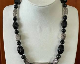 BBS021 - Myrna Lee Chang Black With Mexican Silver 925 Necklace