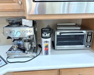 Breville espresso maker, ninja blast single serve blender and toaster oven