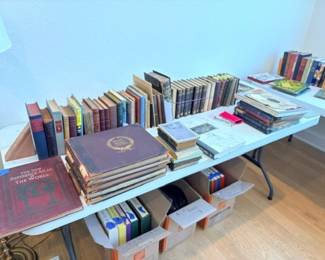 antique books set up and LP vinyl collections