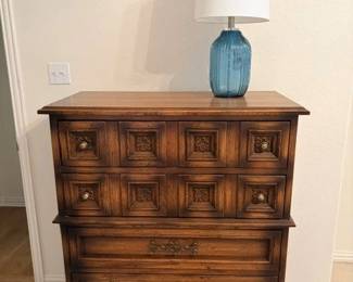 vintage chest of drawers full front with lamp