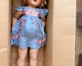 peggy walking doll full front in original box. Authentic clothing