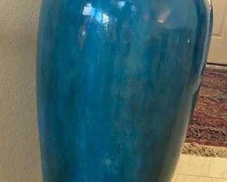 Turquoise & Silver Ceramic Floor Vase, Beliam Miletus