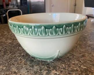 Longaberger 8" Mixing Bowl, Cream w/Green Botanical Band, American Craft Ivy