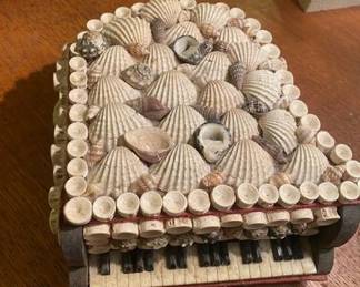 Grand Piano Trinket Box Covered in Seashells
