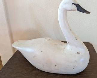 Selection of Hand-Carved Wooden Swan Decoys, E. Waterfield
