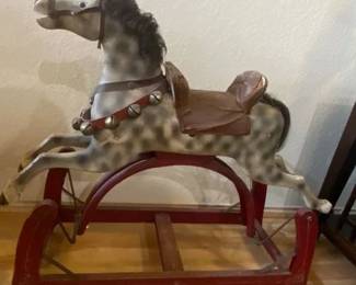 Antique Victorian Rocking Horse, GLider, Whitney Reed Chair CO.