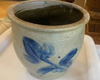 Pennsylvania Stoneware Crock, 19th Century, Cobalt BLue Tulip, 1 Gallon
