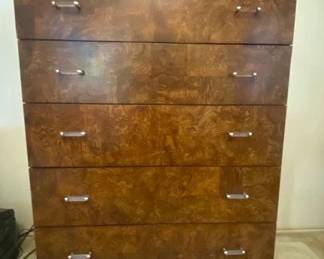 Burled Wood 5-Drawer Chest
