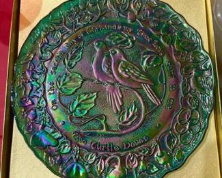 The Twelve Days of Christmas Commemorative Plates (1-12), Imperial Glass Co Carnival Glass Collector Plates