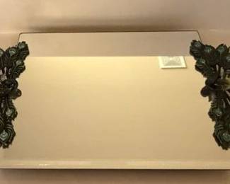 Mirrored Vanity Tray w/Jeweled and Enamel Handles
