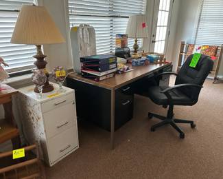 Office Desk and Chair - Coin Counter and roller - Lamp - File Cabinet - 