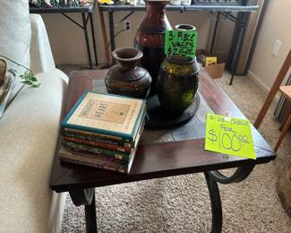 Slate Top Coffee Table - Decor Pottery - Books