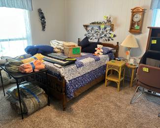 Bedroom Set - Towels - Sheets - Comforters - clock - Side Tables 