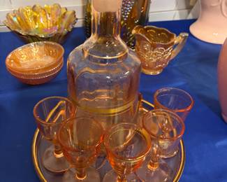 Pink Glass Decanter Set