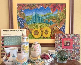 Folk Art Books / French Ceramics /Needlework Sunflower