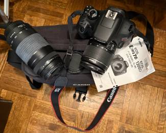 Nice Canon EOS Rebel camera with bag and lenses.